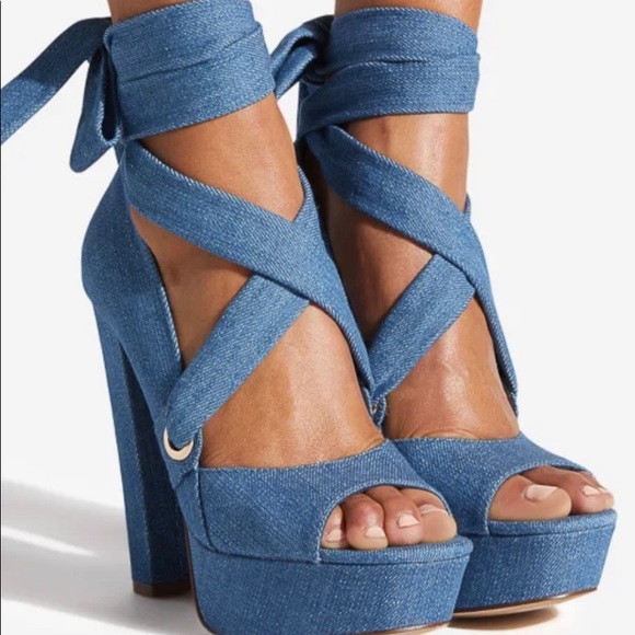 Shoe dazzle denim takkara pumps size 7 brand new - Picture 2 of 3